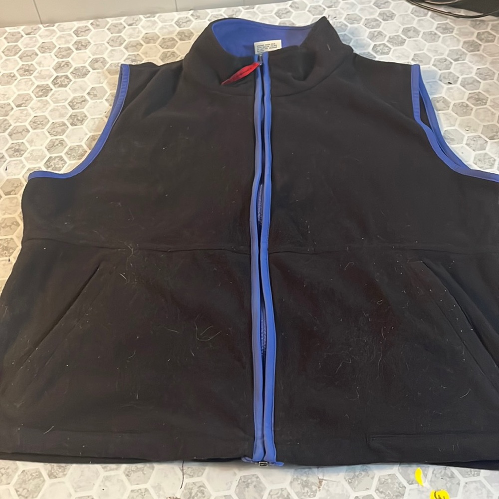 Northern Reflections XL Black Blue Fleece Sleeveless Zip Up Vest